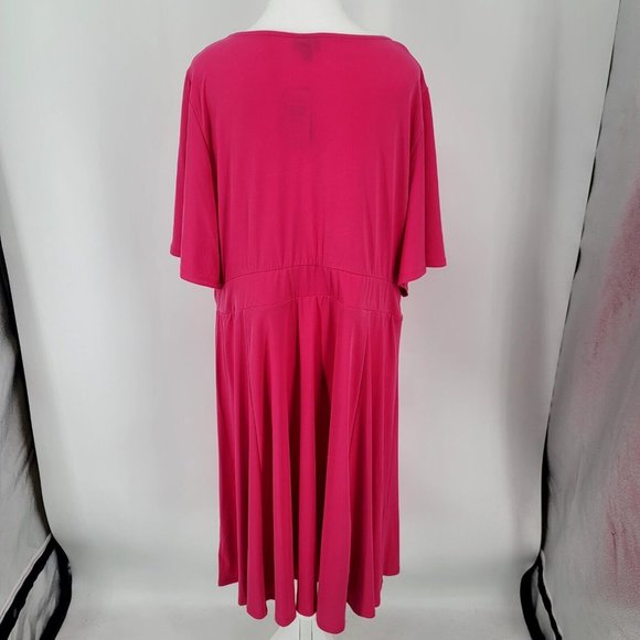 Torrid Pink V-neck Short Flutter Sleeves Skate Dress Women's Size 3X NEW - Picture 6 of 9